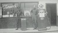 Unknown and Perry Woodson Turner at his Service Station in Corona, CA.